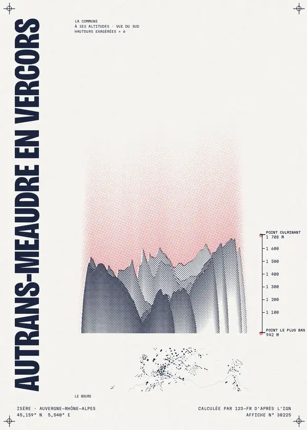 Affiche de Autrans-Méaudre en Vercors, calculée par 123-fr d'après l'IGN