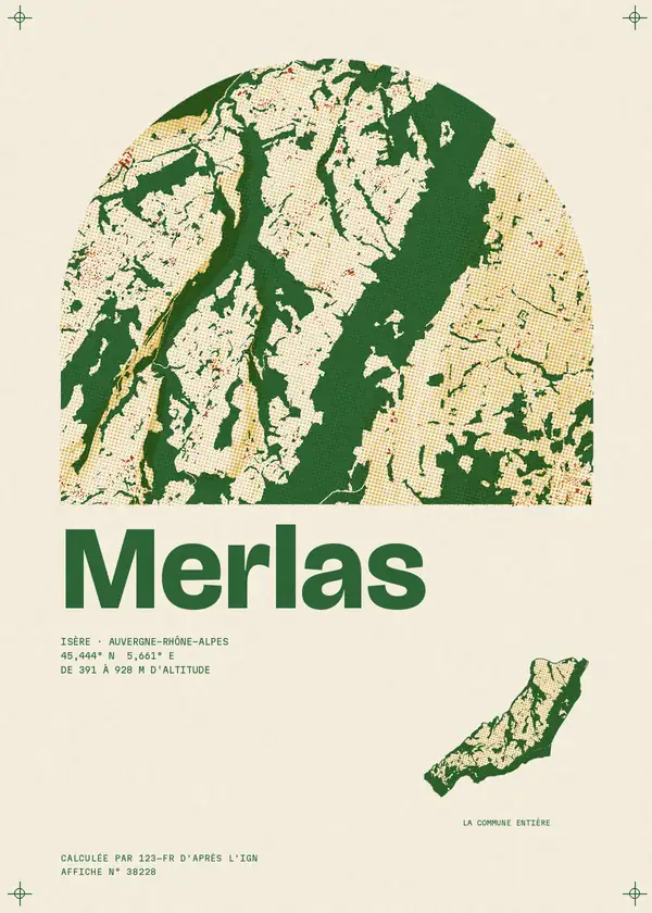 Affiche de Merlas, calculée par 123-fr d'après l'IGN