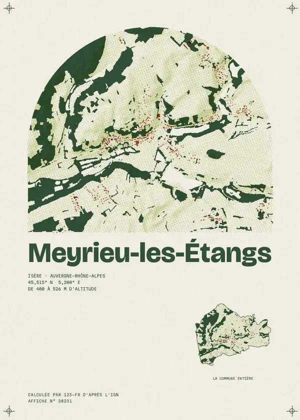 Affiche de Meyrieu-les-Étangs, calculée par 123-fr d'après l'IGN