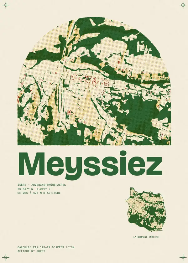 Affiche de Meyssiez, calculée par 123-fr d'après l'IGN