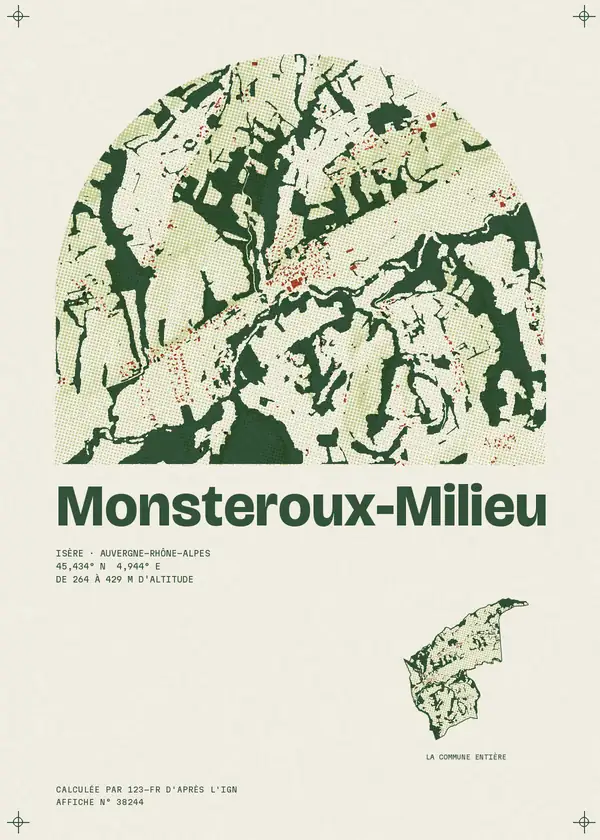 Affiche de Monsteroux-Milieu, calculée par 123-fr d'après l'IGN