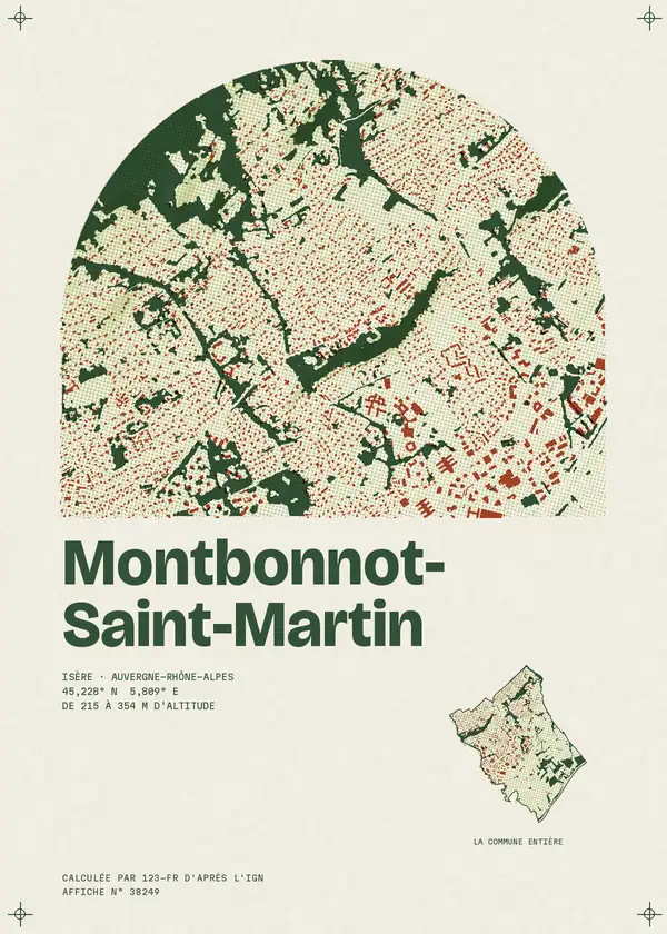 Affiche de Montbonnot-Saint-Martin, calculée par 123-fr d'après l'IGN
