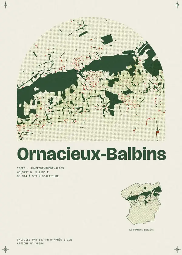 Affiche de Ornacieux-Balbins, calculée par 123-fr d'après l'IGN