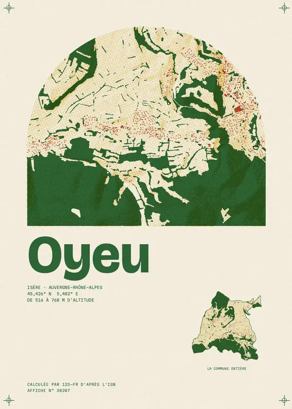 Affiche de Oyeu, calculée par 123-fr d'après l'IGN