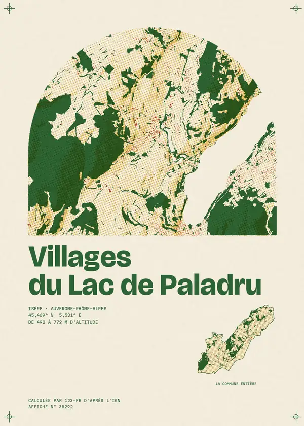 Affiche de Villages du Lac de Paladru, calculée par 123-fr d'après l'IGN