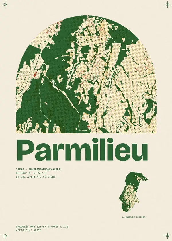 Affiche de Parmilieu, calculée par 123-fr d'après l'IGN