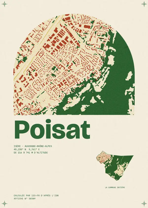 Affiche de Poisat, calculée par 123-fr d'après l'IGN
