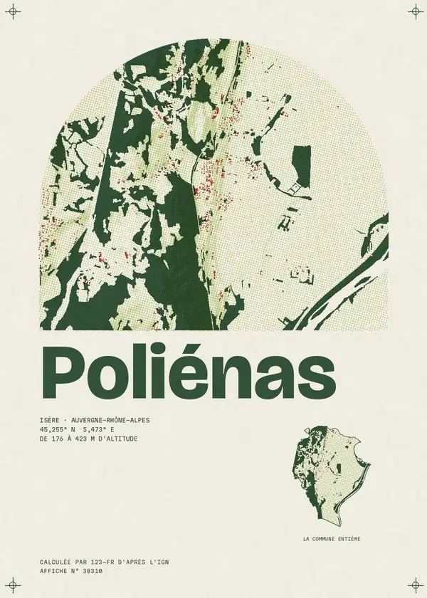 Affiche de Poliénas, calculée par 123-fr d'après l'IGN