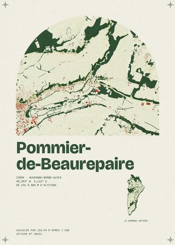 Affiche de Pommier-de-Beaurepaire, calculée par 123-fr d'après l'IGN