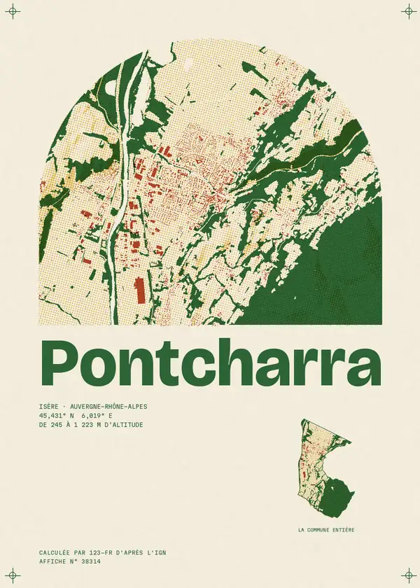 Affiche de Pontcharra, calculée par 123-fr d'après l'IGN