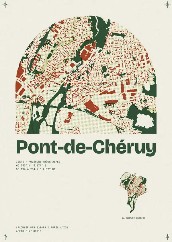 Affiche de Pont-de-Chéruy, calculée par 123-fr d'après l'IGN