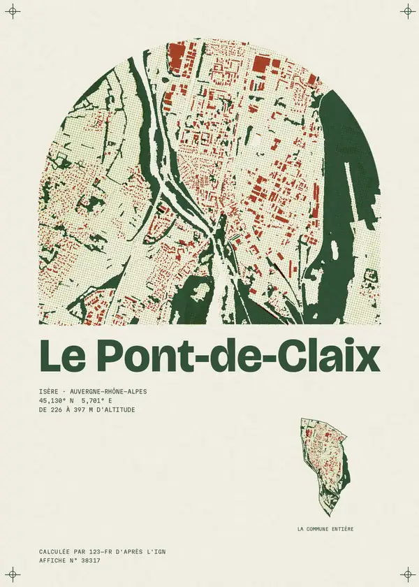 Affiche de Le Pont-de-Claix, calculée par 123-fr d'après l'IGN