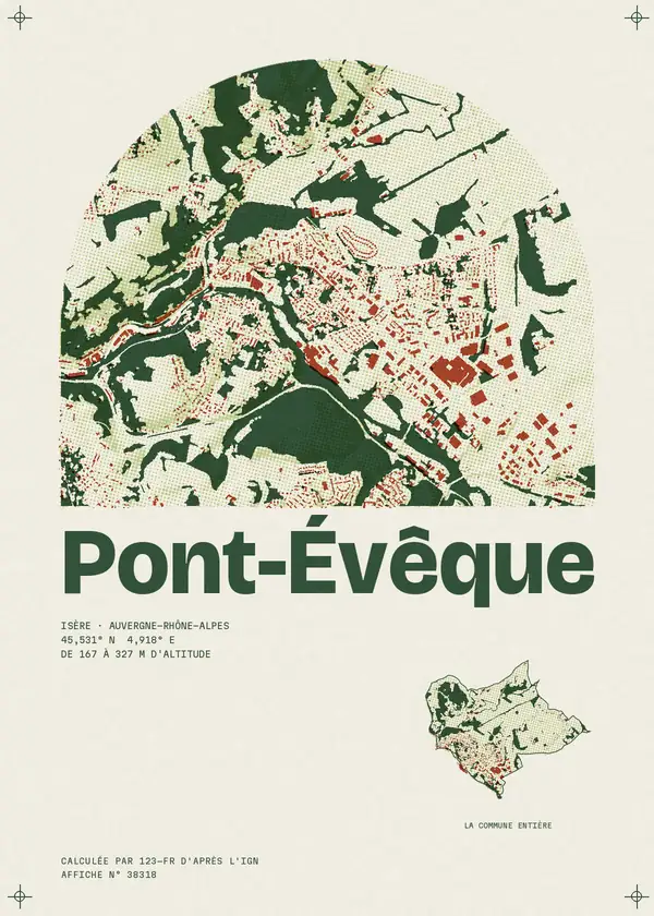 Affiche de Pont-Évêque, calculée par 123-fr d'après l'IGN
