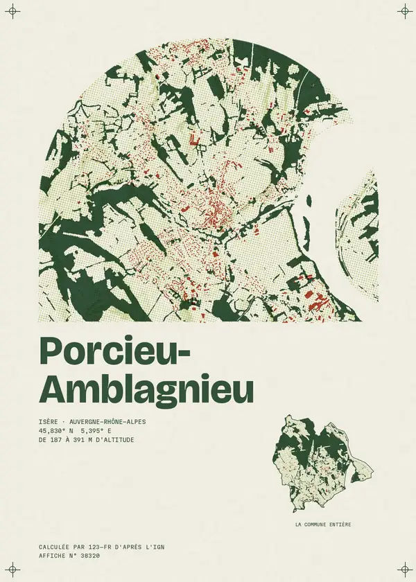 Affiche de Porcieu-Amblagnieu, calculée par 123-fr d'après l'IGN
