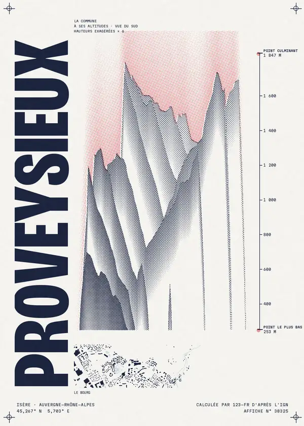 Affiche de Proveysieux, calculée par 123-fr d'après l'IGN