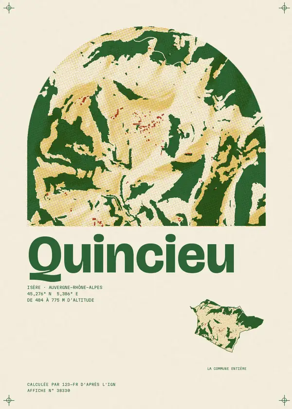 Affiche de Quincieu, calculée par 123-fr d'après l'IGN
