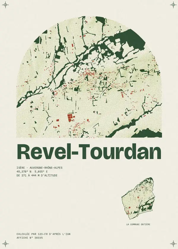 Affiche de Revel-Tourdan, calculée par 123-fr d'après l'IGN