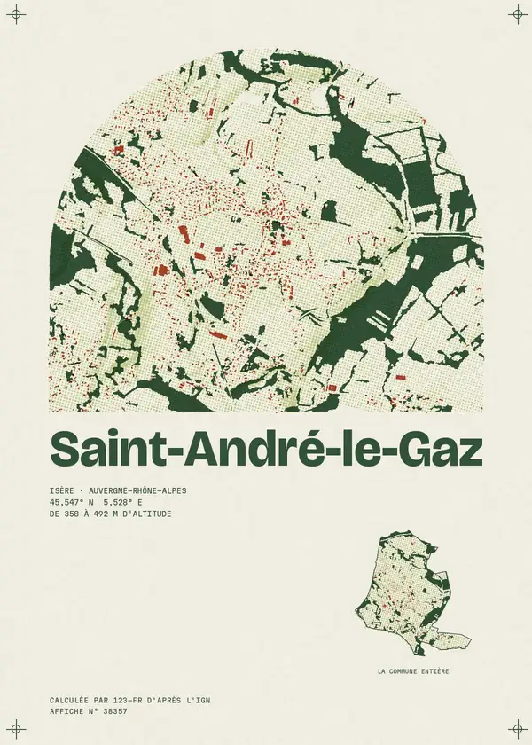 Affiche de Saint-André-le-Gaz, calculée par 123-fr d'après l'IGN