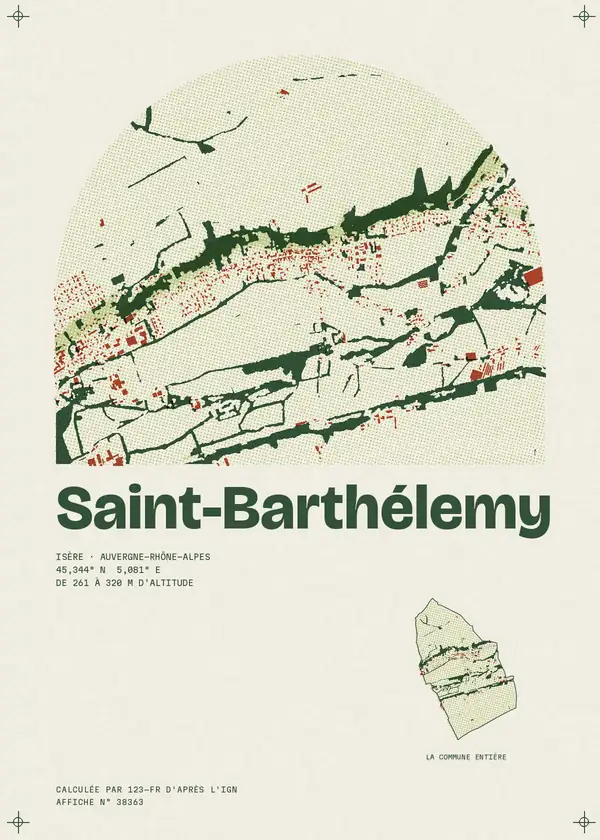 Affiche de Saint-Barthélemy, calculée par 123-fr d'après l'IGN