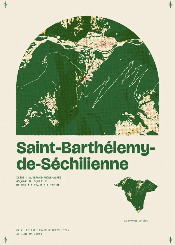 Affiche de Saint-Barthélemy-de-Séchilienne, calculée par 123-fr d'après l'IGN