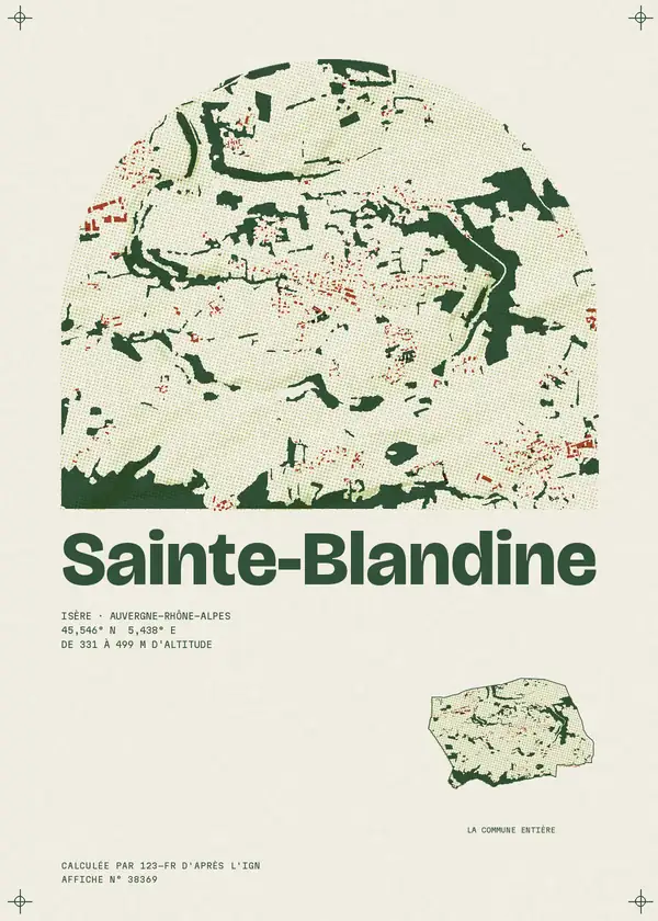 Affiche de Sainte-Blandine, calculée par 123-fr d'après l'IGN