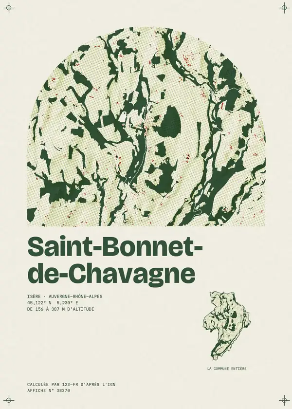 Affiche de Saint-Bonnet-de-Chavagne, calculée par 123-fr d'après l'IGN