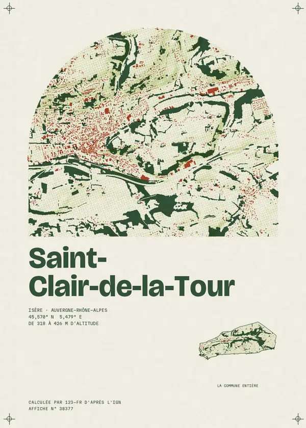 Affiche de Saint-Clair-de-la-Tour, calculée par 123-fr d'après l'IGN
