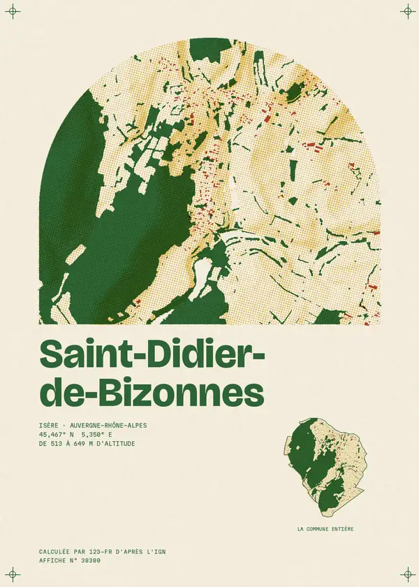 Affiche de Saint-Didier-de-Bizonnes, calculée par 123-fr d'après l'IGN