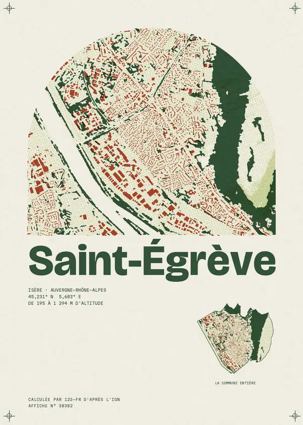 Affiche de Saint-Égrève, calculée par 123-fr d'après l'IGN