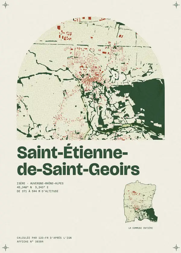 Affiche de Saint-Étienne-de-Saint-Geoirs, calculée par 123-fr d'après l'IGN