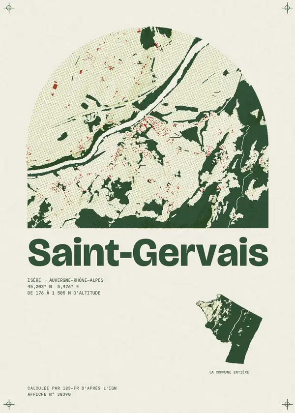 Affiche de Saint-Gervais, calculée par 123-fr d'après l'IGN