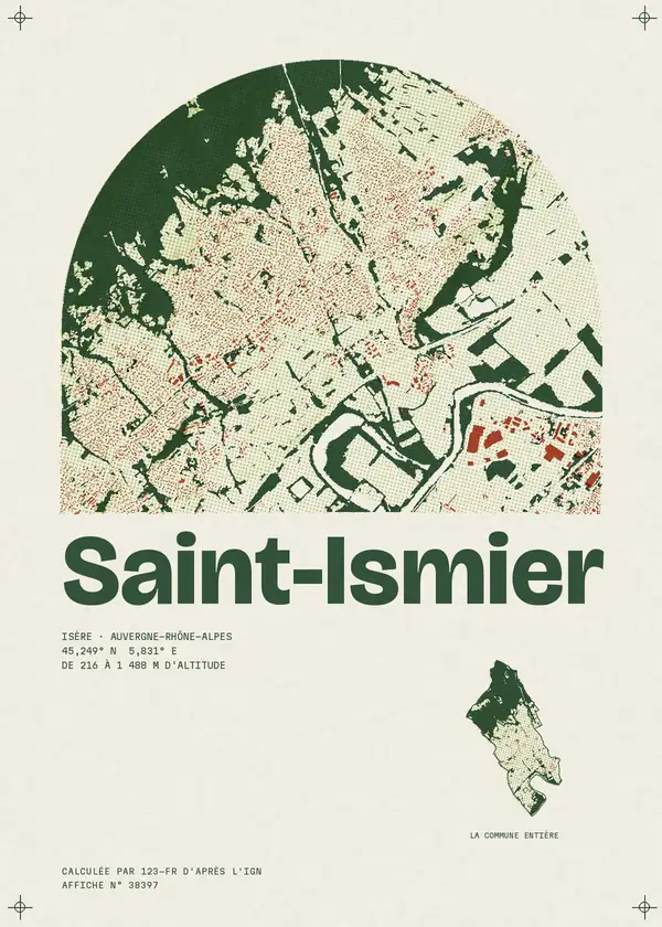 Affiche de Saint-Ismier, calculée par 123-fr d'après l'IGN