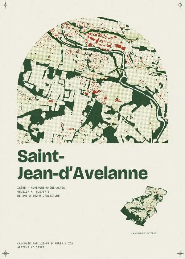 Affiche de Saint-Jean-d'Avelanne, calculée par 123-fr d'après l'IGN