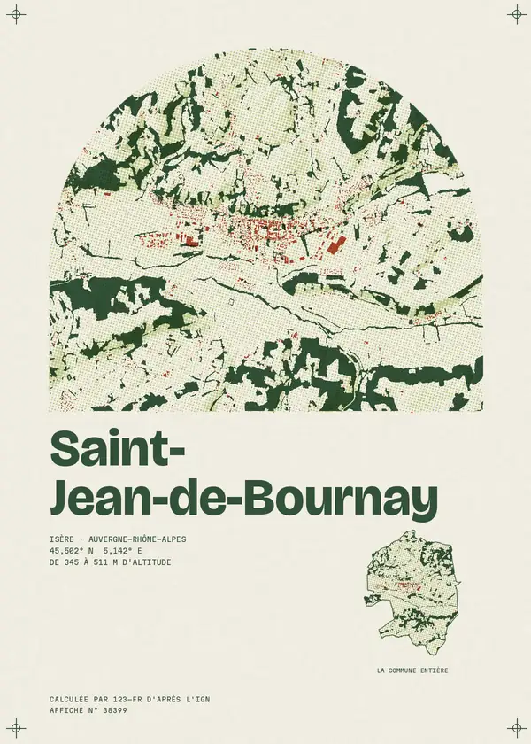 Affiche de Saint-Jean-de-Bournay, calculée par 123-fr d'après l'IGN