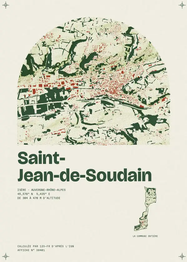Affiche de Saint-Jean-de-Soudain, calculée par 123-fr d'après l'IGN