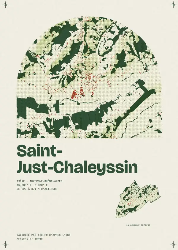Affiche de Saint-Just-Chaleyssin, calculée par 123-fr d'après l'IGN