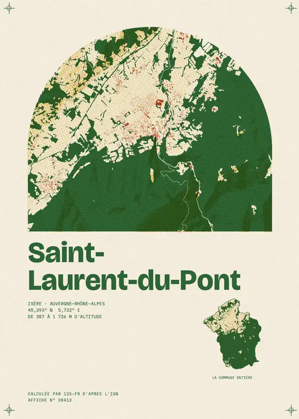 Affiche de Saint-Laurent-du-Pont, calculée par 123-fr d'après l'IGN