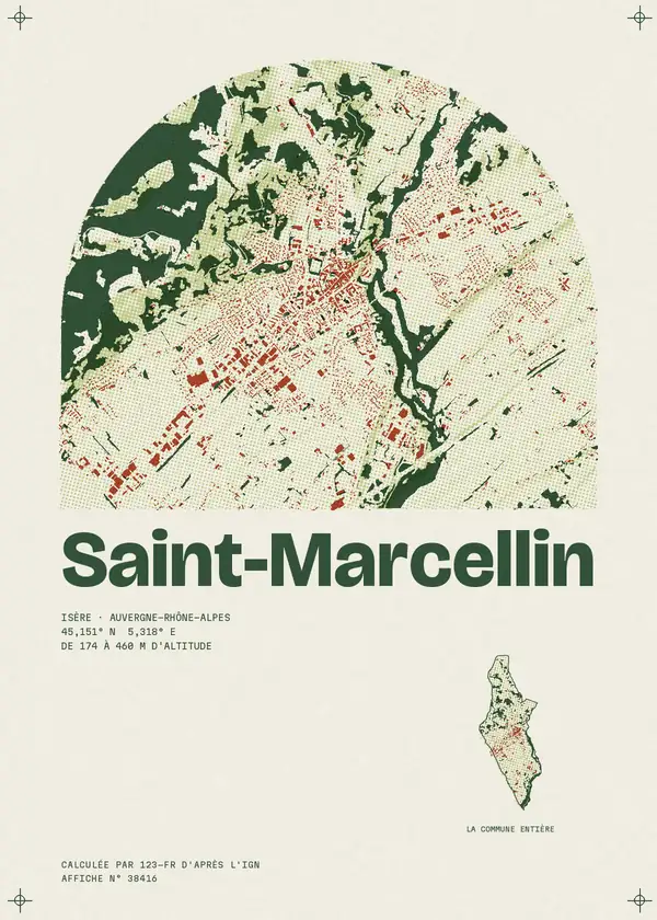 Affiche de Saint-Marcellin, calculée par 123-fr d'après l'IGN