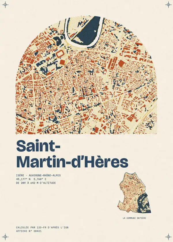 Affiche de Saint-Martin-d'Hères, calculée par 123-fr d'après l'IGN