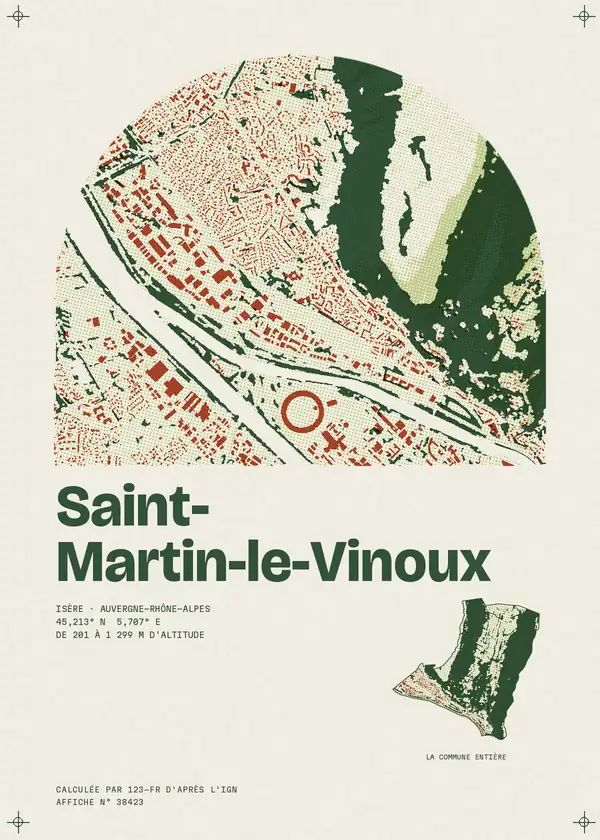 Affiche de Saint-Martin-le-Vinoux, calculée par 123-fr d'après l'IGN