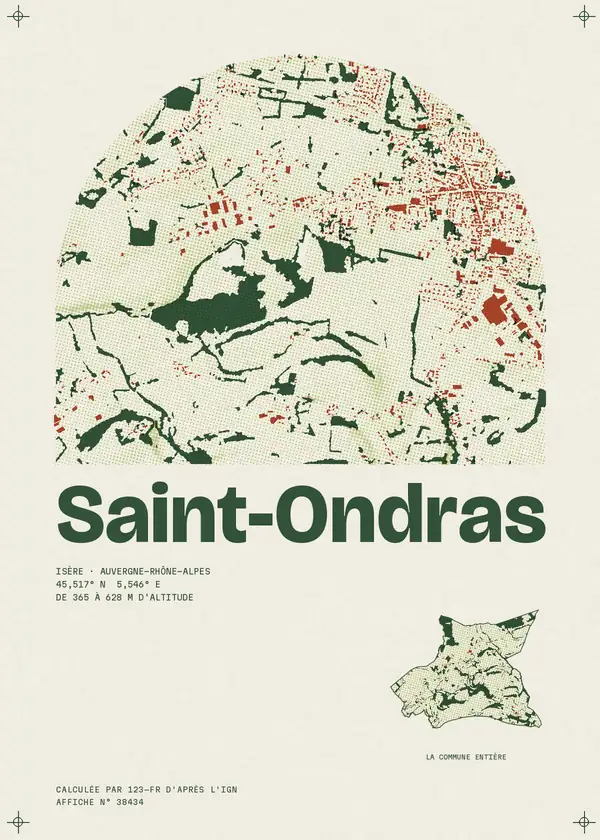Affiche de Saint-Ondras, calculée par 123-fr d'après l'IGN