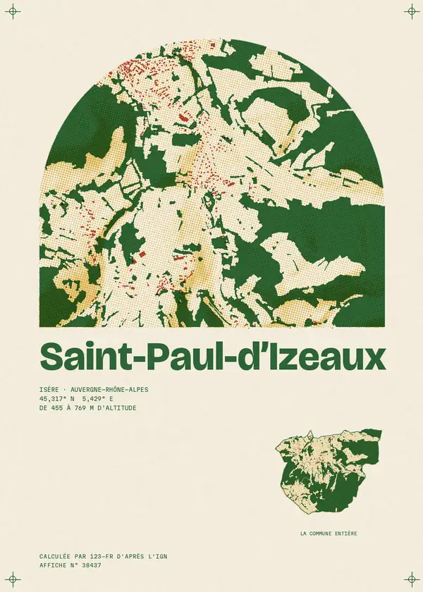 Affiche de Saint-Paul-d'Izeaux, calculée par 123-fr d'après l'IGN