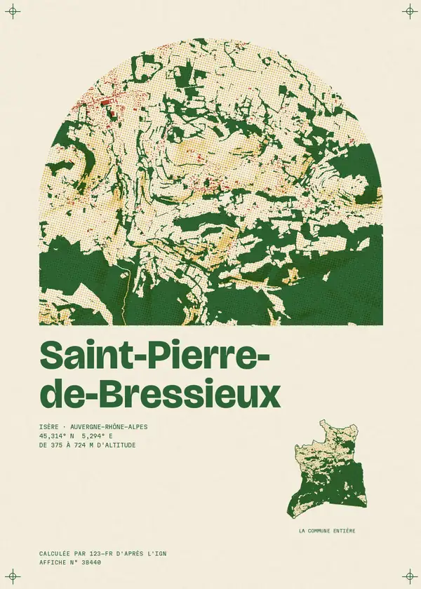 Affiche de Saint-Pierre-de-Bressieux, calculée par 123-fr d'après l'IGN