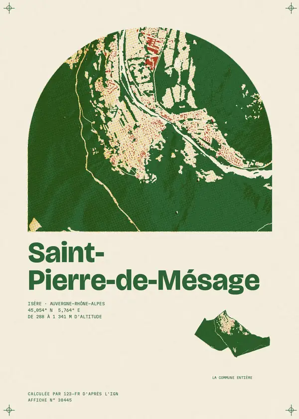 Affiche de Saint-Pierre-de-Mésage, calculée par 123-fr d'après l'IGN