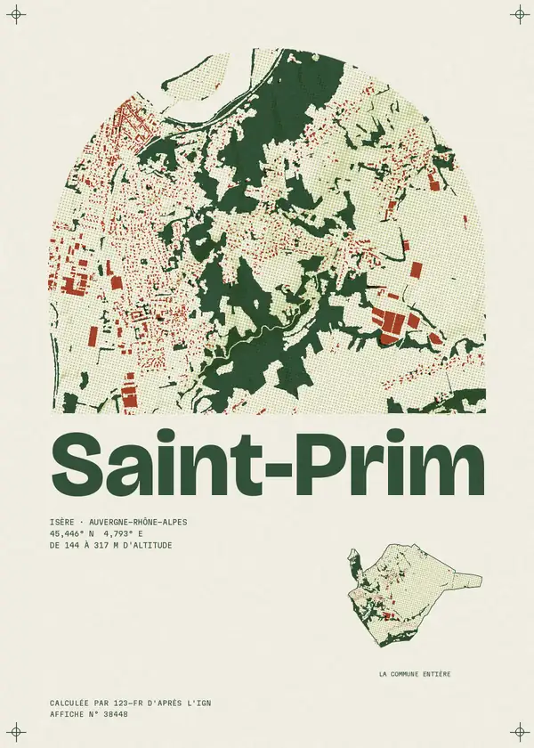 Affiche de Saint-Prim, calculée par 123-fr d'après l'IGN