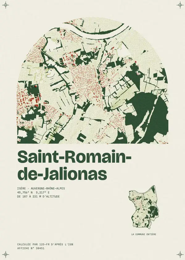 Affiche de Saint-Romain-de-Jalionas, calculée par 123-fr d'après l'IGN