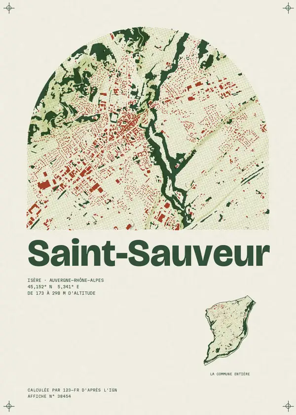 Affiche de Saint-Sauveur, calculée par 123-fr d'après l'IGN