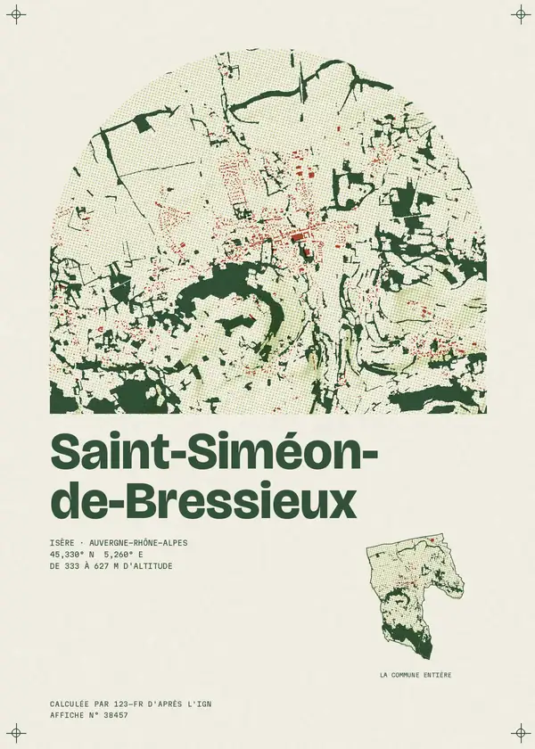 Affiche de Saint-Siméon-de-Bressieux, calculée par 123-fr d'après l'IGN