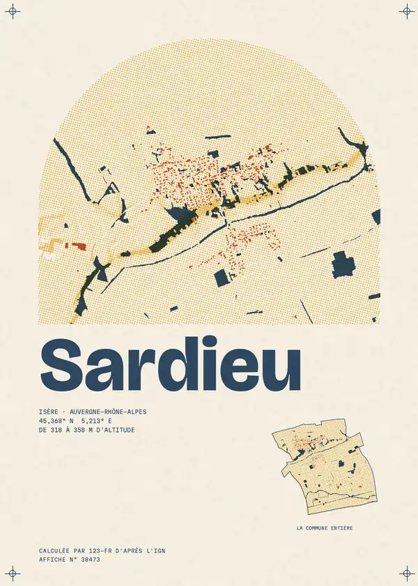 Affiche de Sardieu, calculée par 123-fr d'après l'IGN