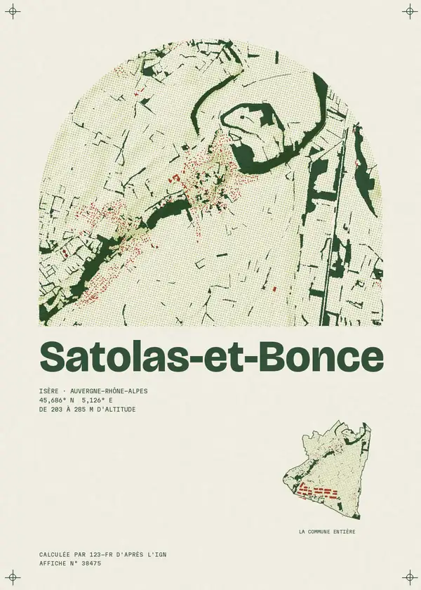 Affiche de Satolas-et-Bonce, calculée par 123-fr d'après l'IGN